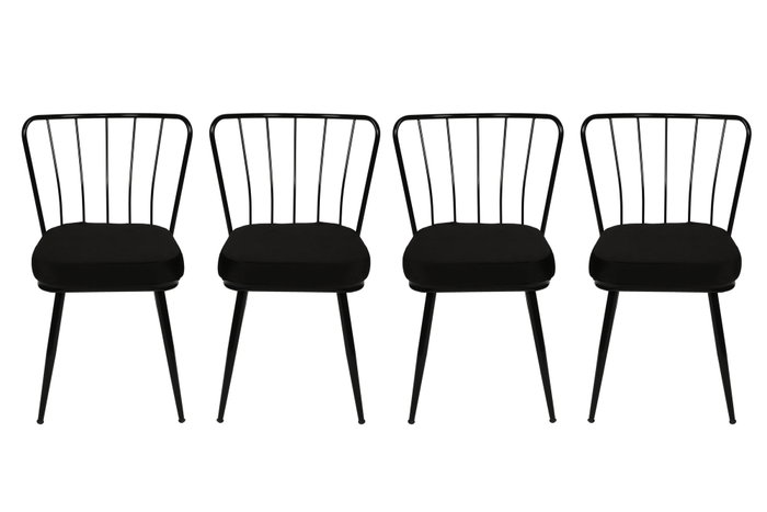 Hanah Home Yıldız 943 V4 Juego de Sillas de 4 Piezas Negro